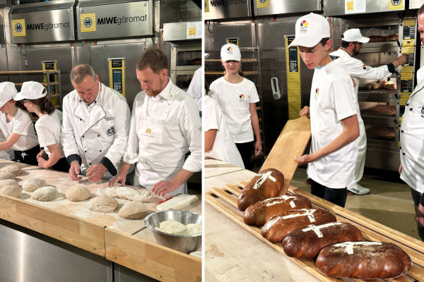 Ministerpräsident und Konfirmanden backen Brot